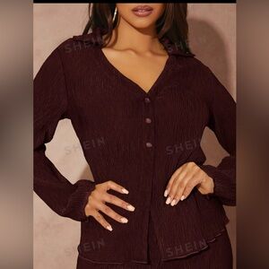 Button Front Lettuce Trim Shirt